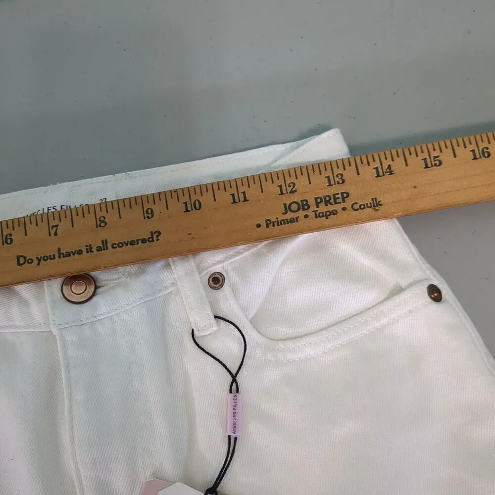 Avec Les Filles High Rise Straight Leg Cropped Jeans Ecru White new with tags 27
